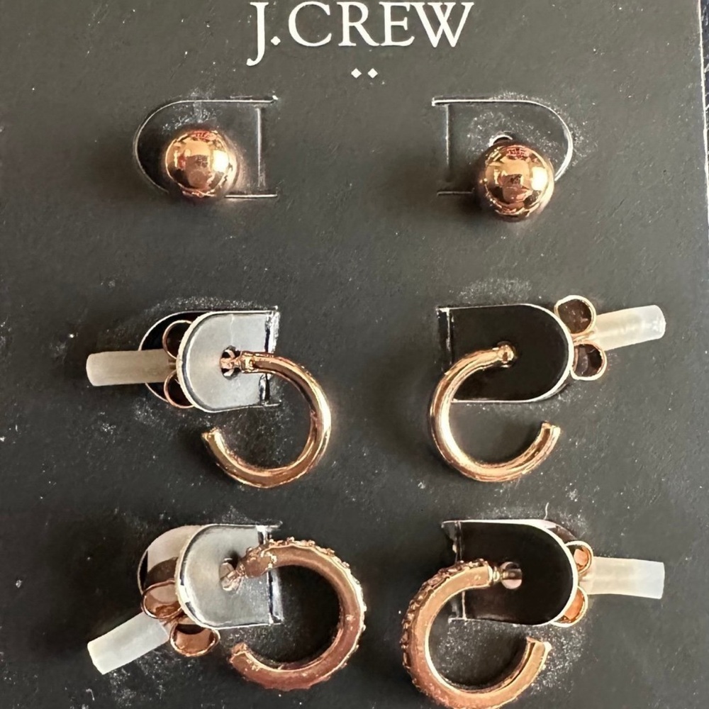 J. Crew Gold and Silver Modern Hoop Earrings